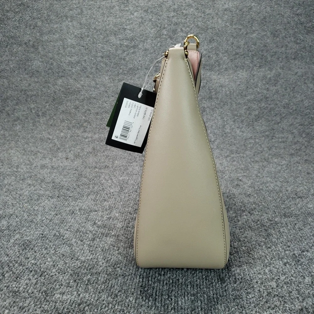 Kate‎ Spade Dakota Hobo Bag Womens Small Beige Leather Pink Lining Dust Bag